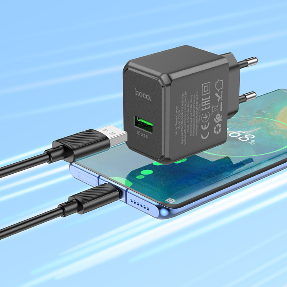 Мережевий зарядний пристрій Hoco CS12A Ocean QC3.0 Type-C
