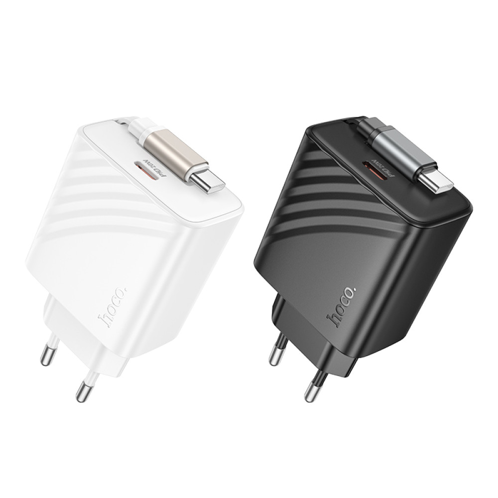 Мережевий зарядний пристрій Hoco N57 Full PD20W з висувним кабелем Type-C