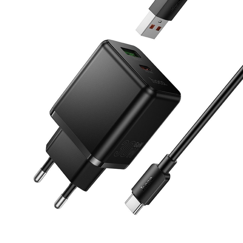 Мережевий зарядний пристрій Hoco C157A Smart multi-protocol GaN PD30W+QC3.0 Type-C