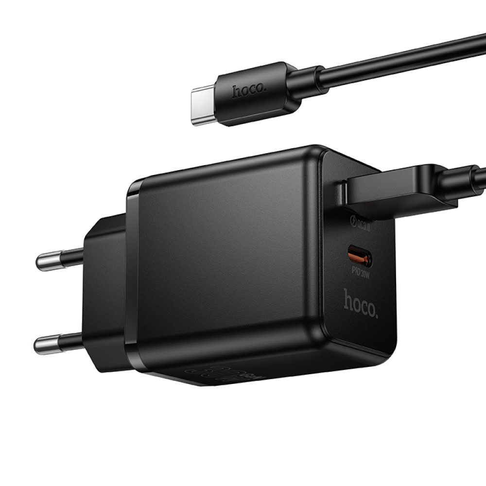Мережевий зарядний пристрій Hoco C157A Smart multi-protocol GaN PD30W+QC3.0 Type-C
