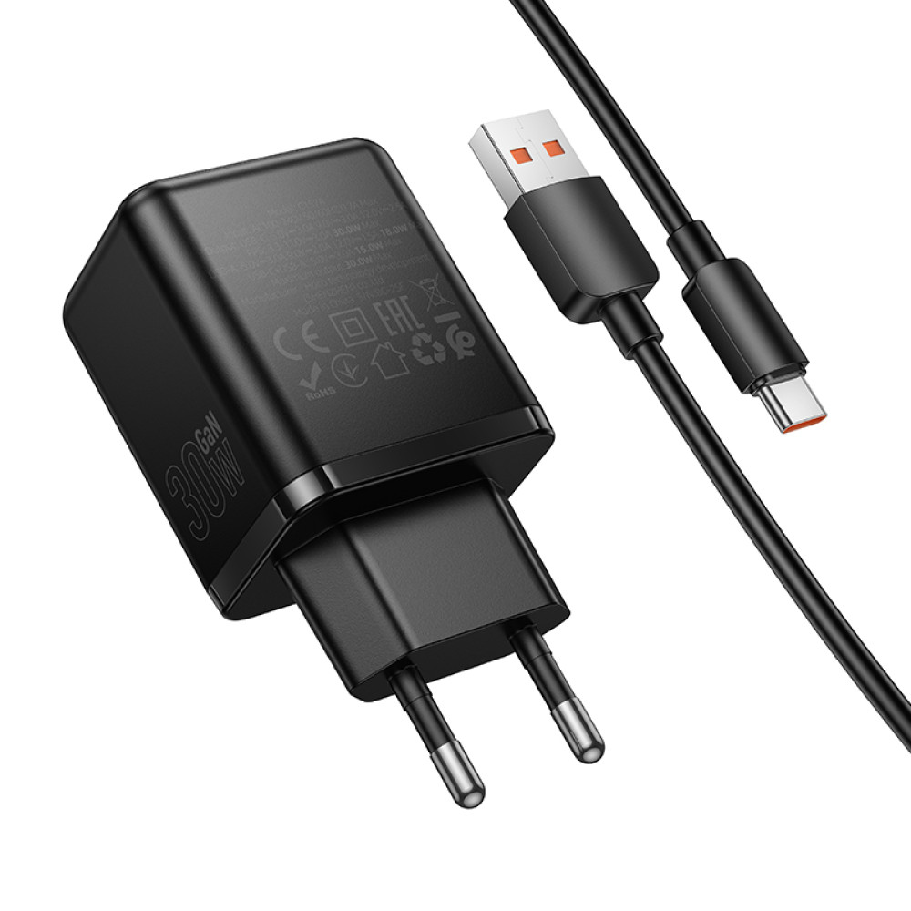 Мережевий зарядний пристрій Hoco C157A Smart multi-protocol GaN PD30W+QC3.0 Type-C