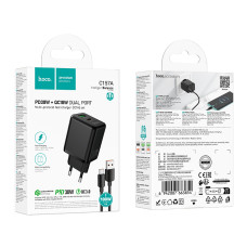 Мережевий зарядний пристрій Hoco C157A Smart multi-protocol GaN PD30W+QC3.0 Type-C