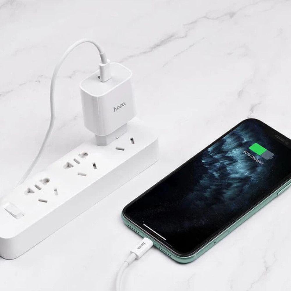 Мережевий зарядний пристрій Hoco C76A Plus sourse PD20W Type-C to Lightning