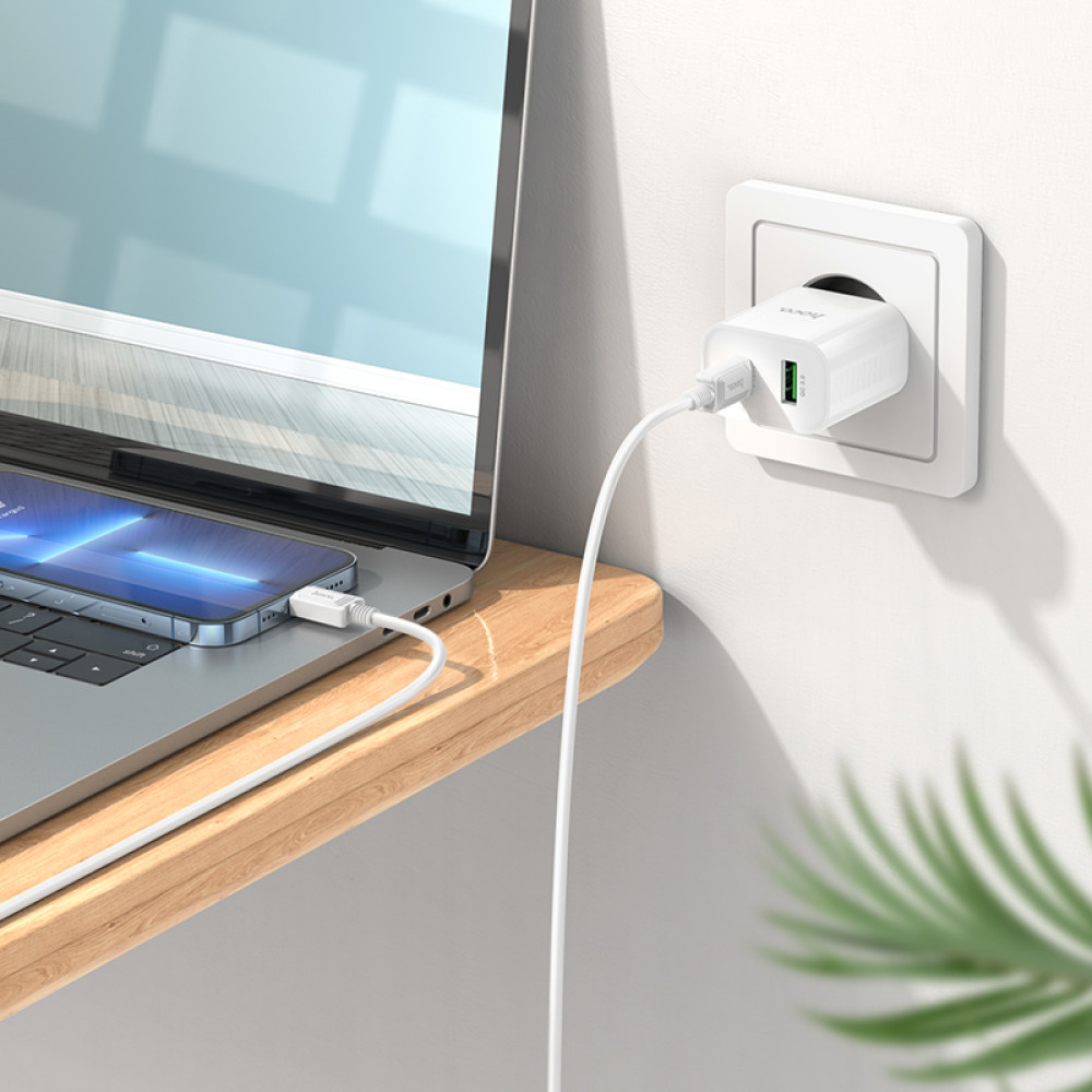 Мережевий зарядний пристрій Hoco C80A Plus Rapido PD20W+QC3.0 Type-C to Lightning