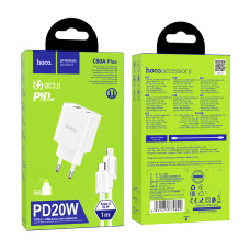 Мережевий зарядний пристрій Hoco C80A Plus Rapido PD20W+QC3.0 Type-C to Lightning