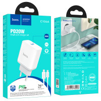 Мережевий зарядний пристрій Hoco C104A Stage PD20W Type-C to Lightning