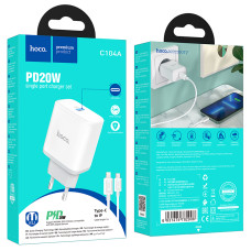 Мережевий зарядний пристрій Hoco C104A Stage PD20W Type-C to Lightning