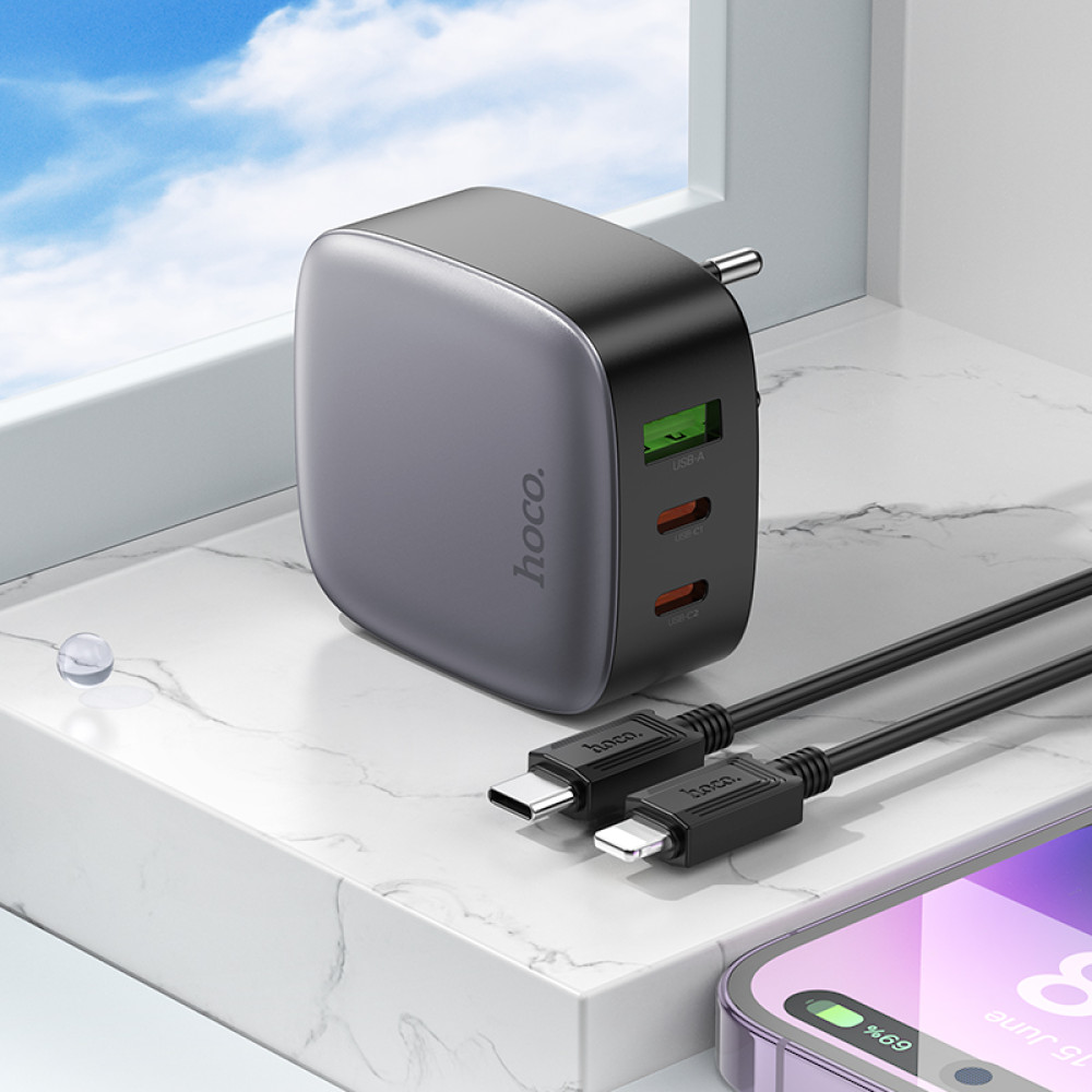 Мережевий зарядний пристрій Hoco CS33A Amanecer PD30W+QC3.0 Type-C to Lightning