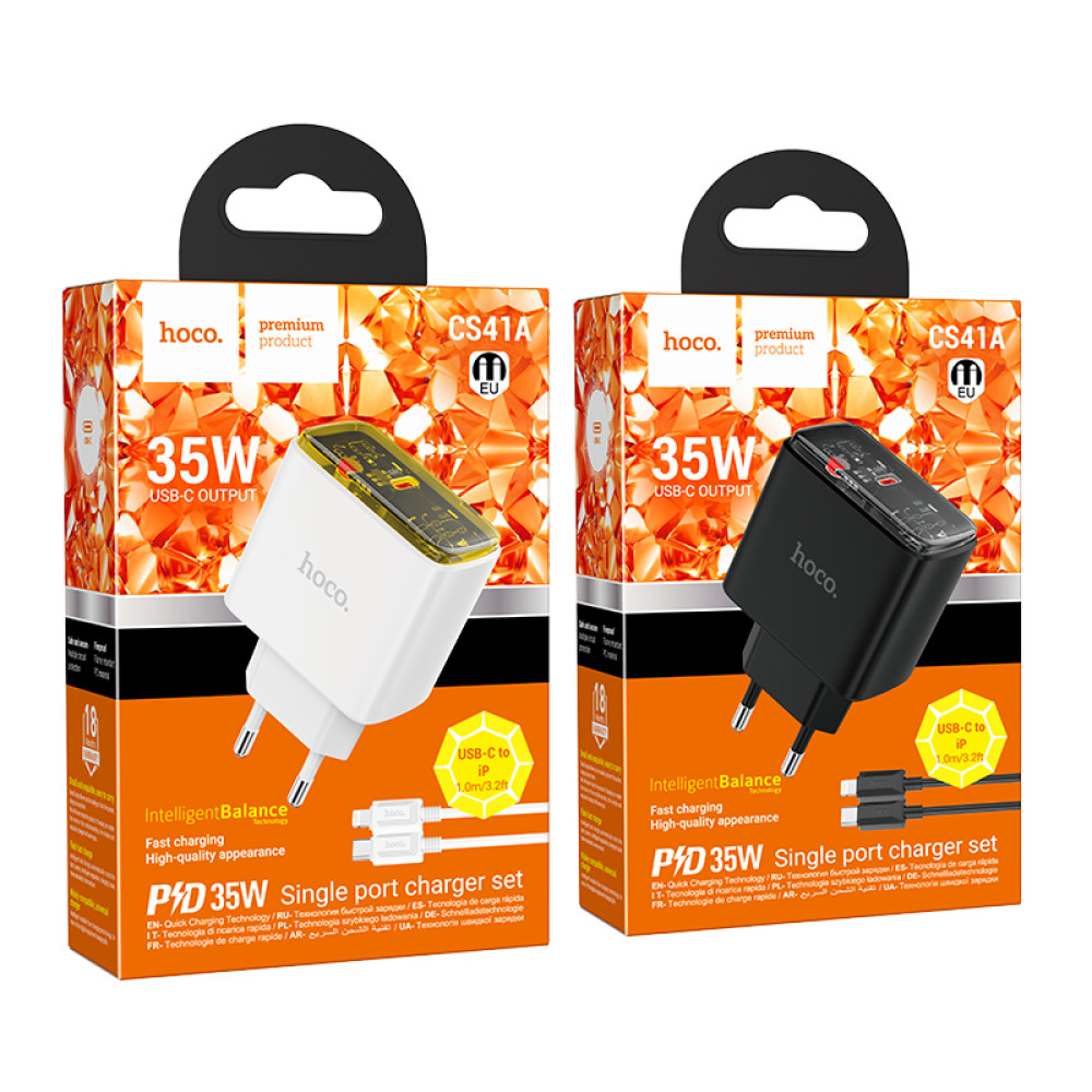 Мережевий зарядний пристрій Hoco CS41A Smart PD35W Type-C to Lightning
