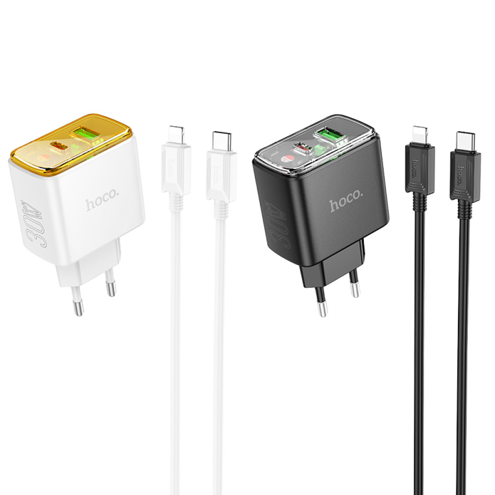 Мережевий зарядний пристрій Hoco CS42A Smart PD30W+QC3.0 Type-C to Lightning