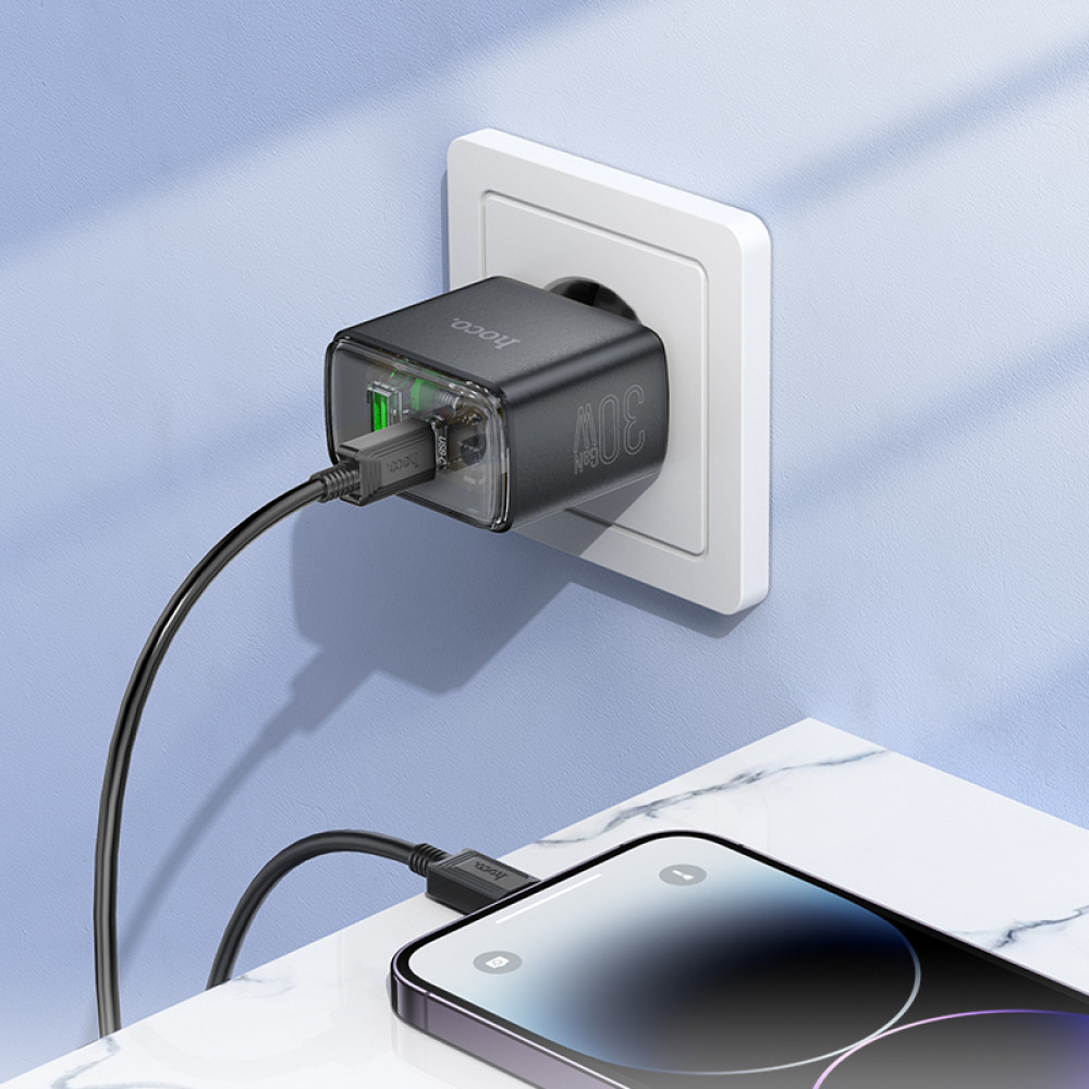 Мережевий зарядний пристрій Hoco CS42A Smart PD30W+QC3.0 Type-C to Lightning
