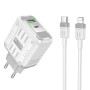Мережевий зарядний пристрій Hoco C136A Rock PD45W+QC3.0 Type-C to Lightning