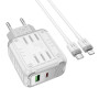 Мережевий зарядний пристрій Hoco C136A Rock PD45W+QC3.0 Type-C to Lightning