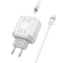 Мережевий зарядний пристрій Hoco C136A Rock PD45W+QC3.0 Type-C to Lightning