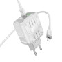 Мережевий зарядний пристрій Hoco C136A Rock PD45W+QC3.0 Type-C to Lightning