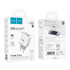 Мережевий зарядний пристрій Hoco C137A Rock PD45W+QC3.0 Type-C to Lightning