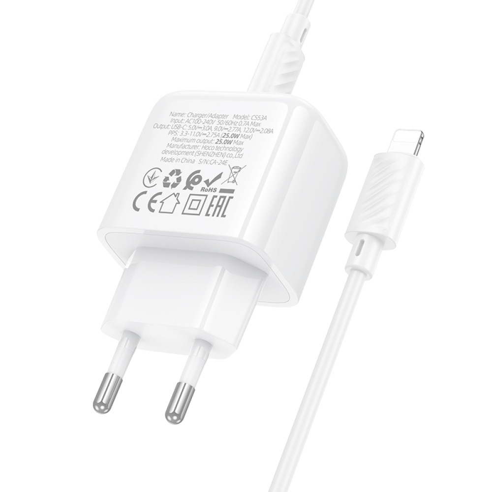 Мережевий зарядний пристрій Hoco CS53A Surplus PD25W Type-C to Lightning