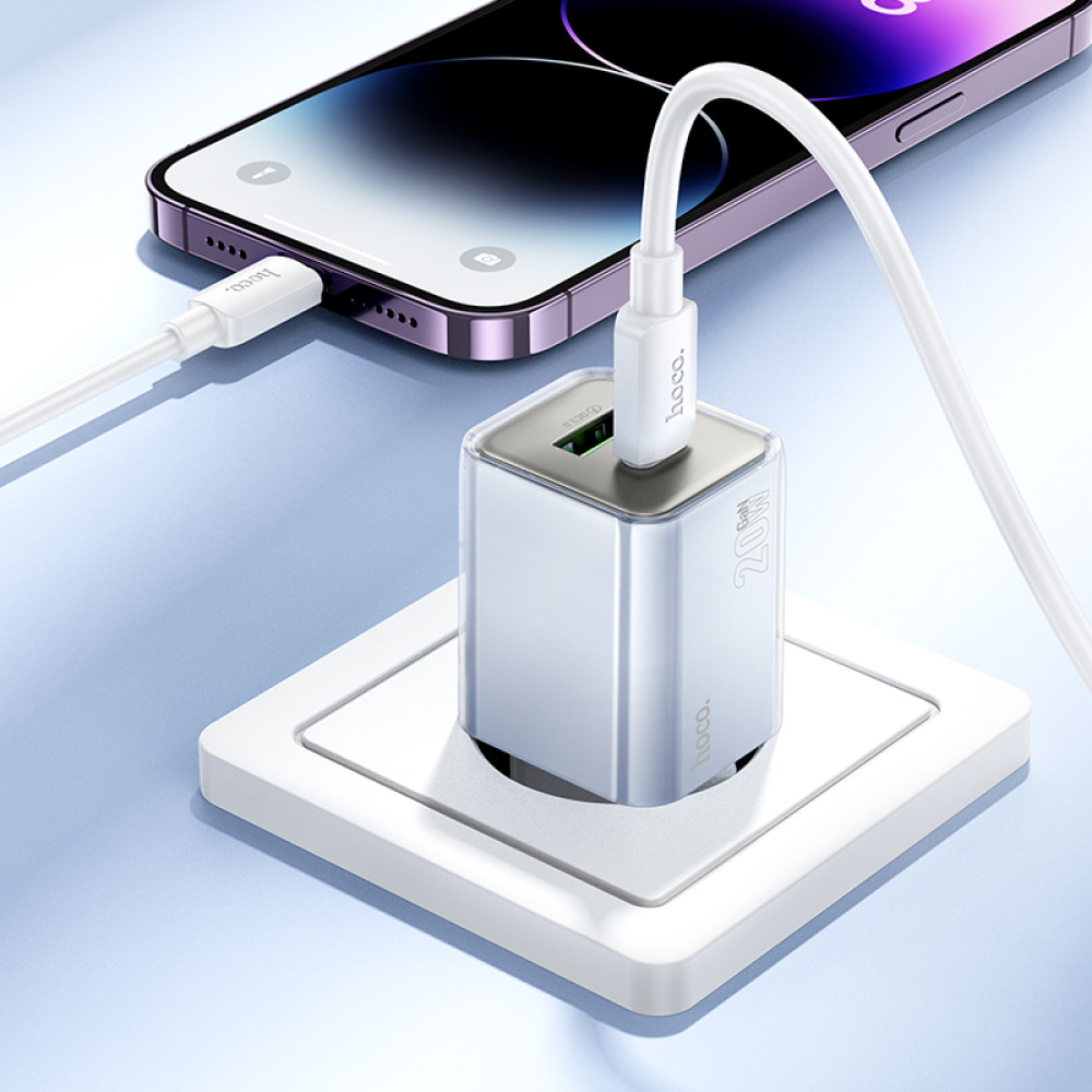 Мережевий зарядний пристрій Hoco N46 Glorious PD20W+QC3.0 Type-C to Lightning