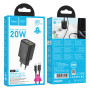 Мережевий зарядний пристрій Hoco N61 Gentle GaN PD20W+QC3.0 Type-C to Lightning