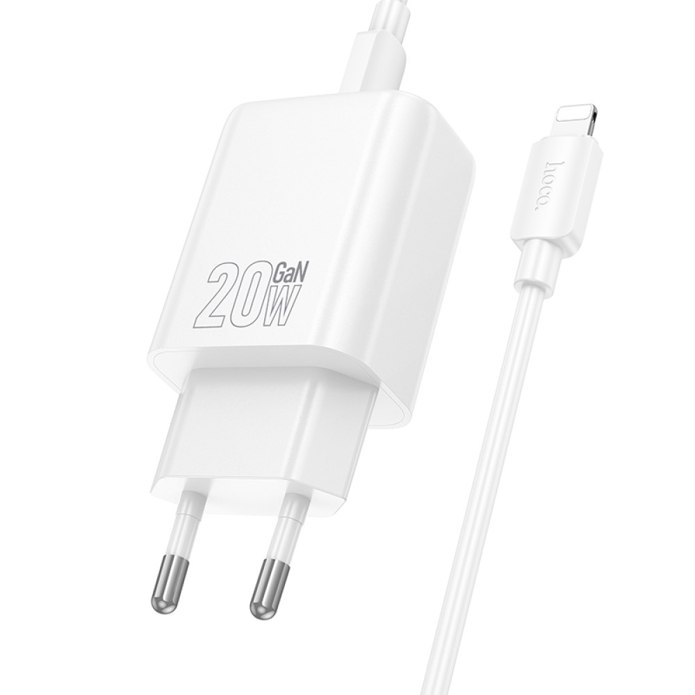 Мережевий зарядний пристрій Hoco N61 Gentle GaN PD20W+QC3.0 Type-C to Lightning
