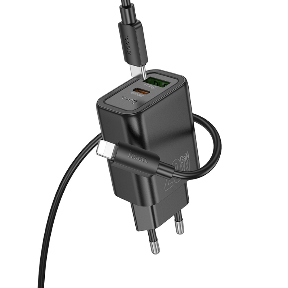 Мережевий зарядний пристрій Hoco N61 Gentle GaN PD20W+QC3.0 Type-C to Lightning