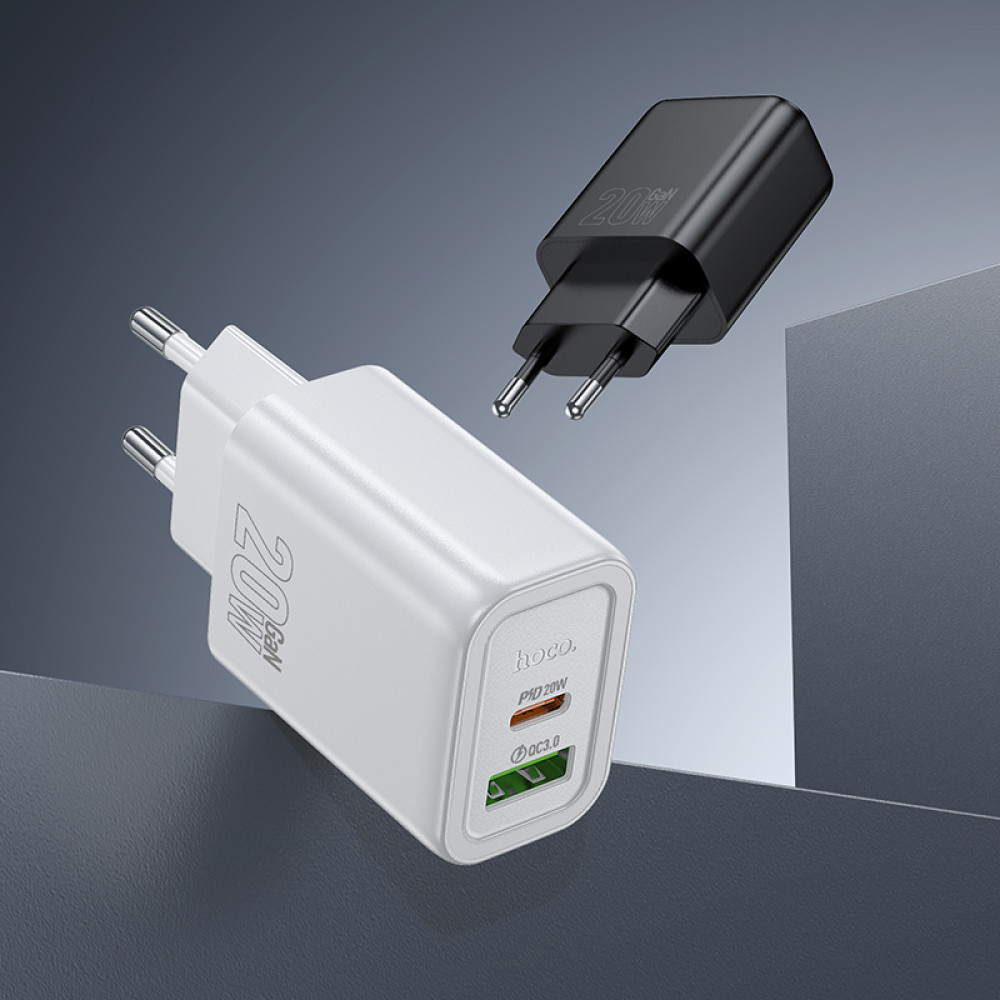 Мережевий зарядний пристрій Hoco N61 Gentle GaN PD20W+QC3.0 Type-C to Lightning