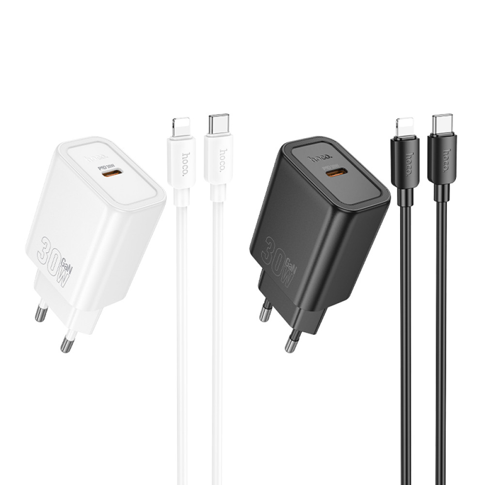 Мережевий зарядний пристрій Hoco N62 Gentle GaN PD30W Type-C to Lightning
