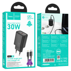 Мережевий зарядний пристрій Hoco N62 Gentle GaN PD30W Type-C to Lightning