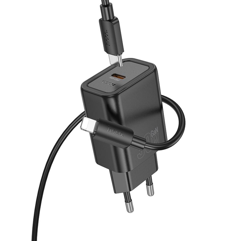 Мережевий зарядний пристрій Hoco N62 Gentle GaN PD30W Type-C to Lightning