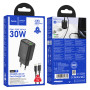 Мережевий зарядний пристрій Hoco N63 Gentle GaN PD30W+QC3.0 Type-C to Lightning