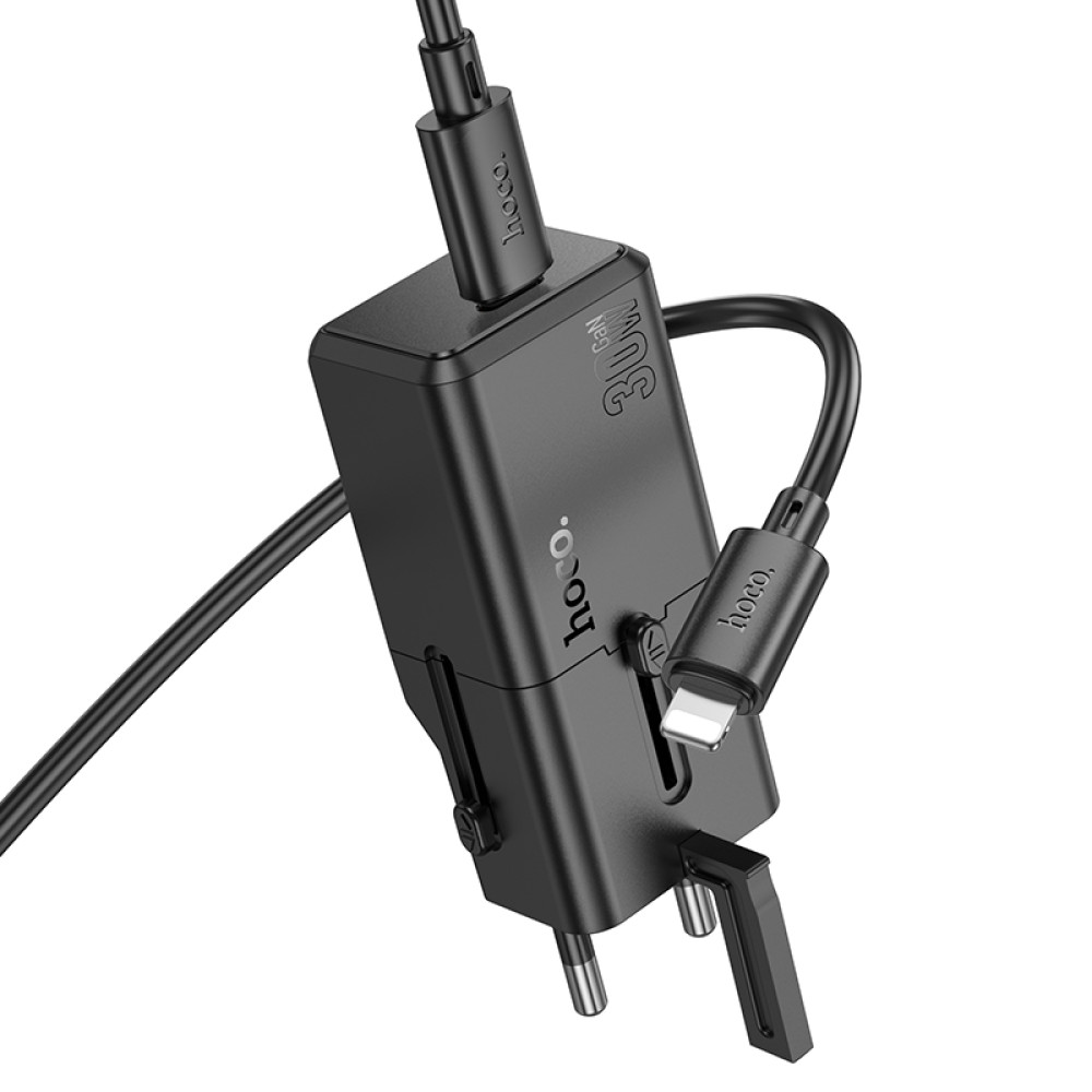 Мережевий зарядний пристрій Hoco AC25 Mini universal travel PD30W Type-C to Lightning (EU,US,UK,AUS)