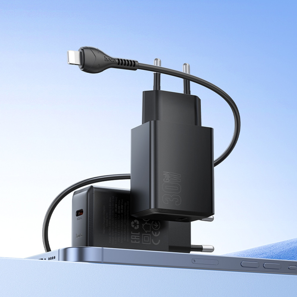 Мережевий зарядний пристрій Hoco N70 Nuevo single port PD30W Type-C to Lightning