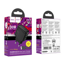 Мережевий зарядний пристрій Hoco CS61A Bright GaN PD30W+QC3.0 Type-C to Lightning