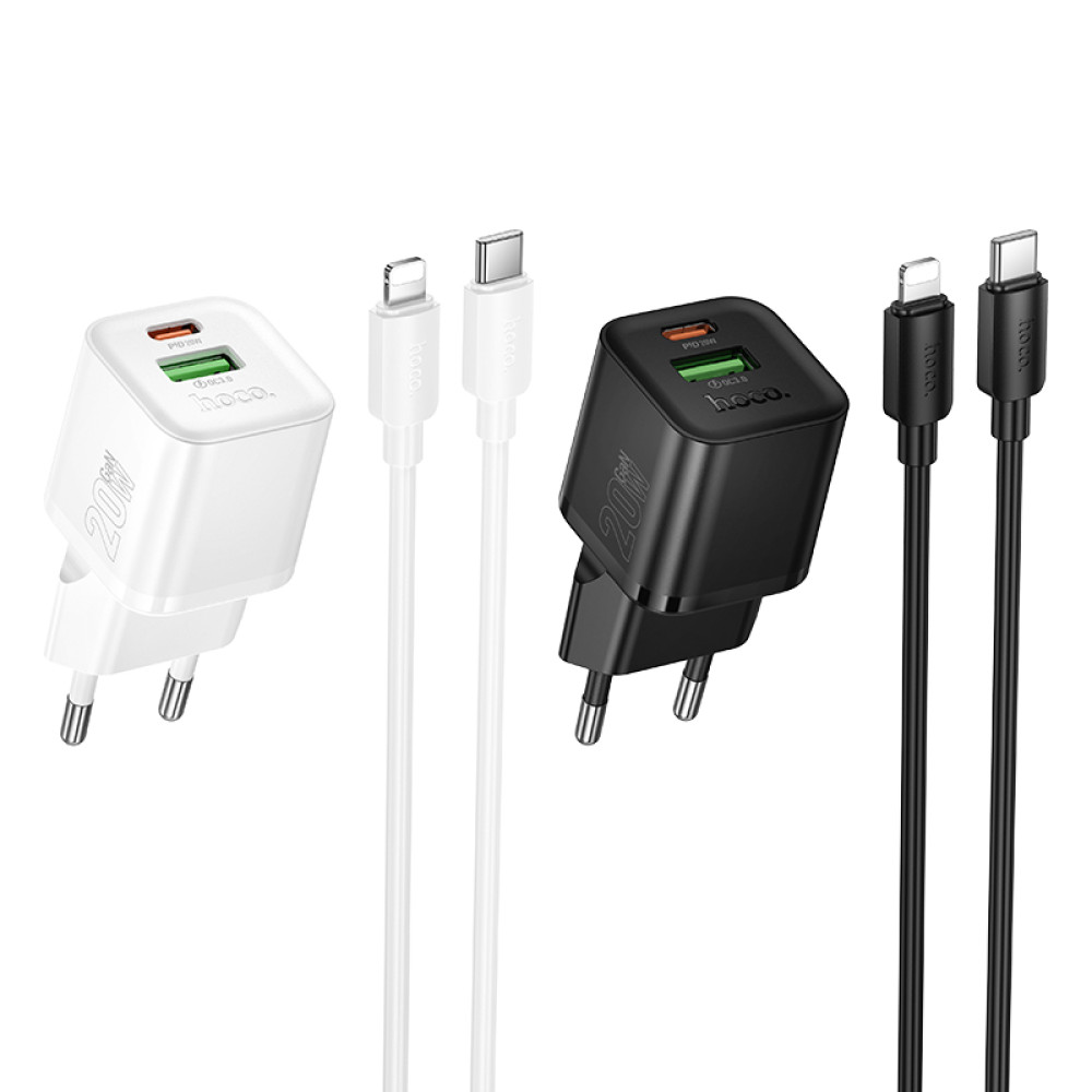 Мережевий зарядний пристрій Hoco N65 Ingenious GaN PD20W+QC3.0 Type-C to Lightning