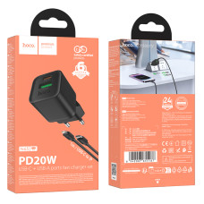Мережевий зарядний пристрій Hoco N65 Ingenious GaN PD20W+QC3.0 Type-C to Lightning