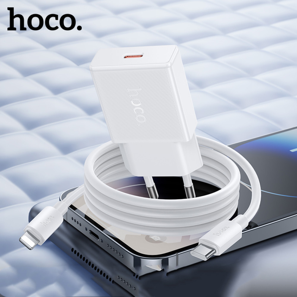 Мережевий зарядний пристрій Hoco N72 Speed PD20W GaN Type-C to Lightning ultra-thin