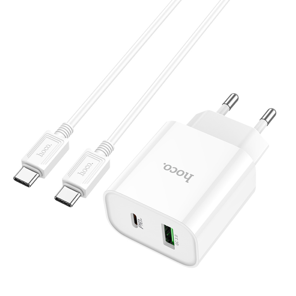 Мережевий зарядний пристрій Hoco C80A Plus PD20W+QC3.0 Type-C to Type-C 