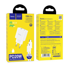 Мережевий зарядний пристрій Hoco C80A Plus PD20W+QC3.0 Type-C to Type-C 