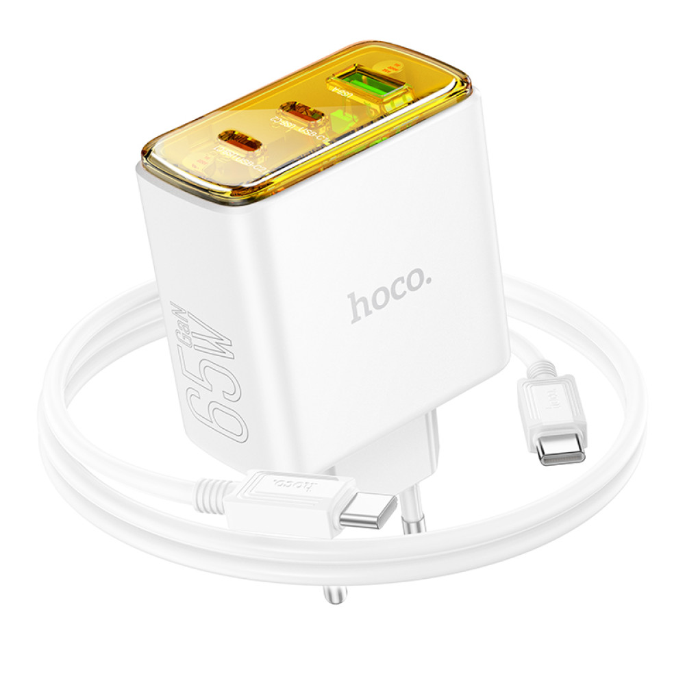 Мережевий зарядний пристрій Hoco CS44A Smart PD65W Type-C to Type-C