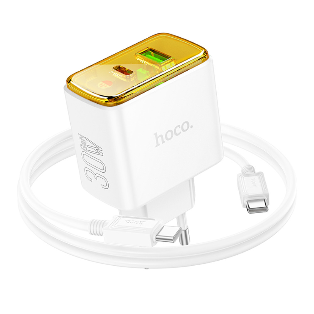 Мережевий зарядний пристрій Hoco CS42A Smart PD30W+QC3.0 Type-C to Type-C