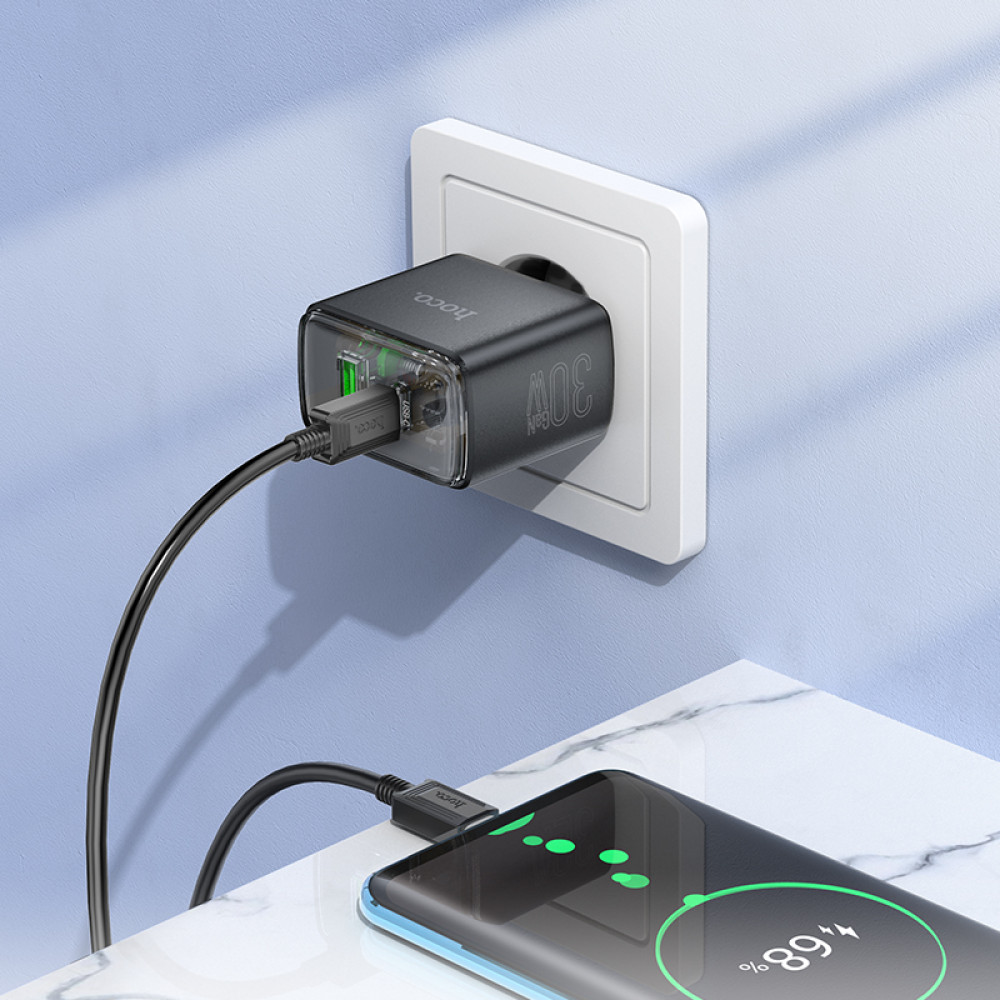 Мережевий зарядний пристрій Hoco CS42A Smart PD30W+QC3.0 Type-C to Type-C