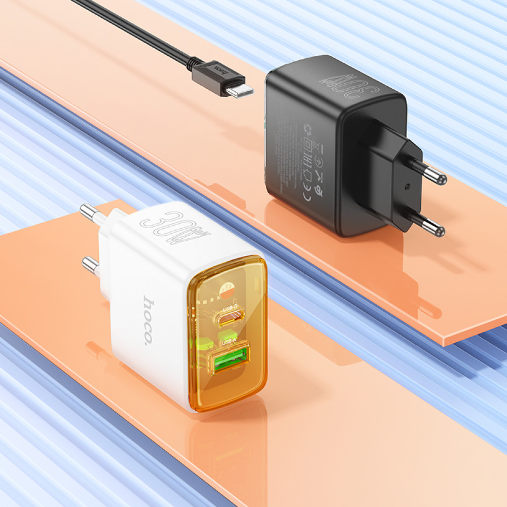 Мережевий зарядний пристрій Hoco CS42A Smart PD30W+QC3.0 Type-C to Type-C