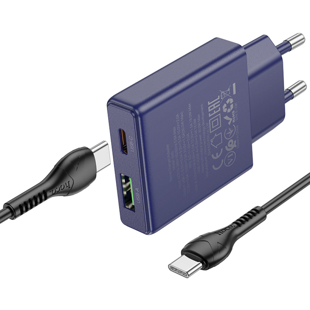 Мережевий зарядний пристрій Hoco N45 Biscuit PD30W+QC3.0 Type-C to Type-C