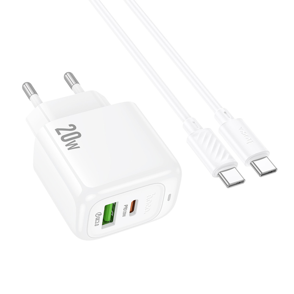 Мережевий зарядний пристрій Hoco CS54A Surplus PD20W+QC3.0 Type-C to Type-C