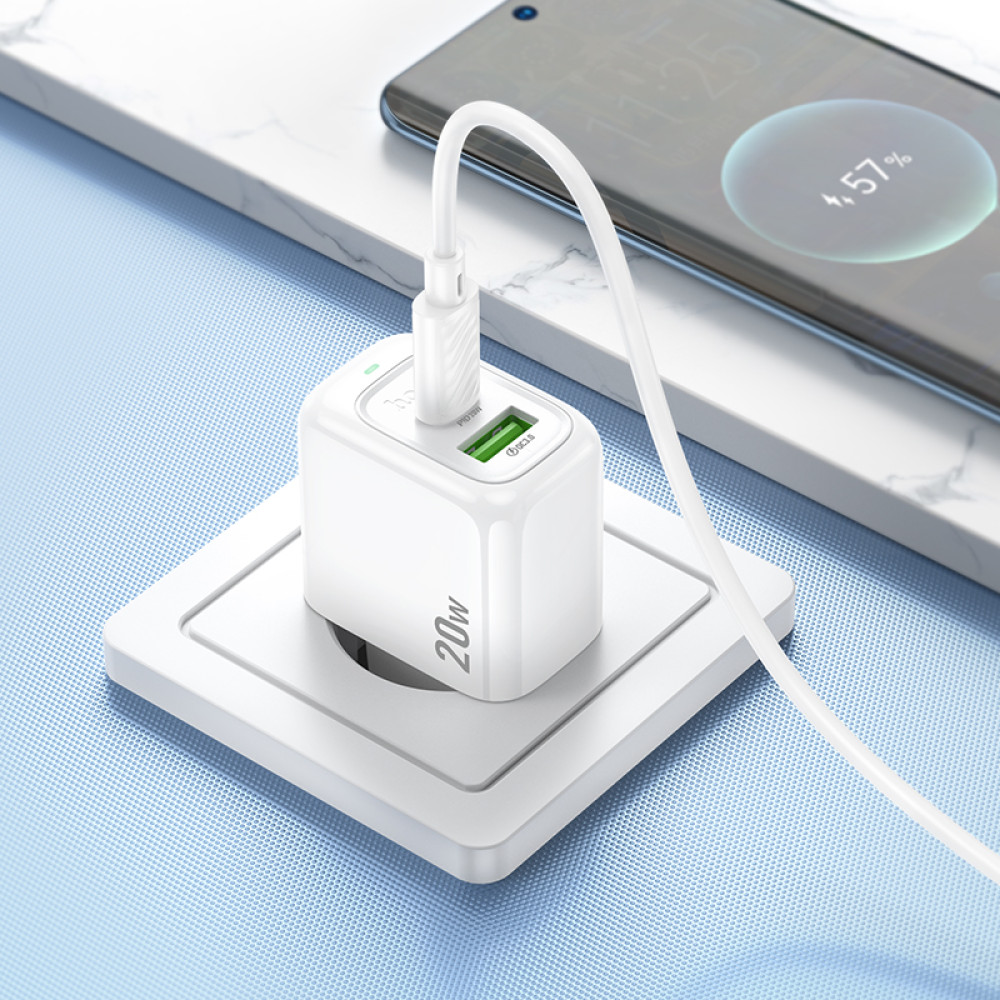 Мережевий зарядний пристрій Hoco CS54A Surplus PD20W+QC3.0 Type-C to Type-C