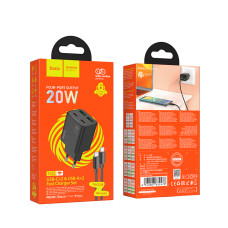 Мережевий зарядний пристрій Hoco N55 Fundador GaN PD20W Type-C to Type-C