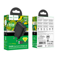 Мережевий зарядний пристрій Hoco CS62A Bright PD45W Type-C to Type-C