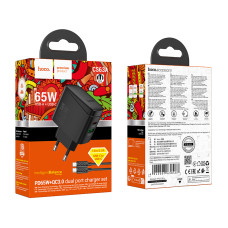 Мережевий зарядний пристрій Hoco CS63A Bright GaN PD65W+QC3.0 Type-C to Type-C