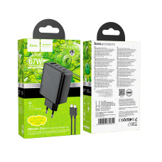 Мережевий зарядний пристрій Hoco CS27A Supply GaN PD67W+QC3.0 Type-C to Type-C