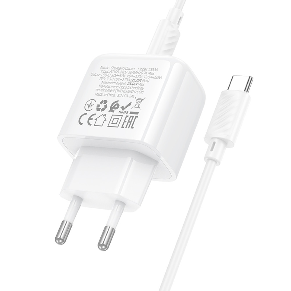 Мережевий зарядний пристрій Hoco CS53A Surplus PD25W Type-C to Type-C